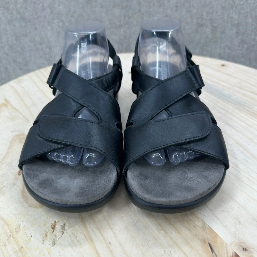 SAS Nudu Sandals Womens 10 Black Leather Comfort Adjustable Straps